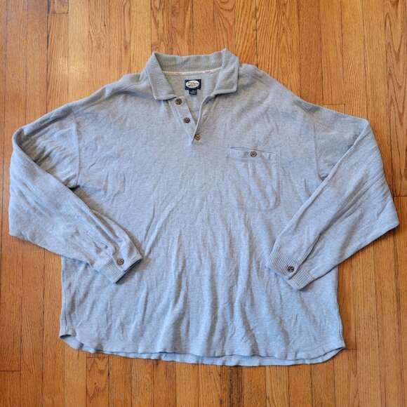 Tommy Bahama XXL Gray Sweater Polo‎ Cotton Knit Preppy Cozy Winter - Picture 1 of 6